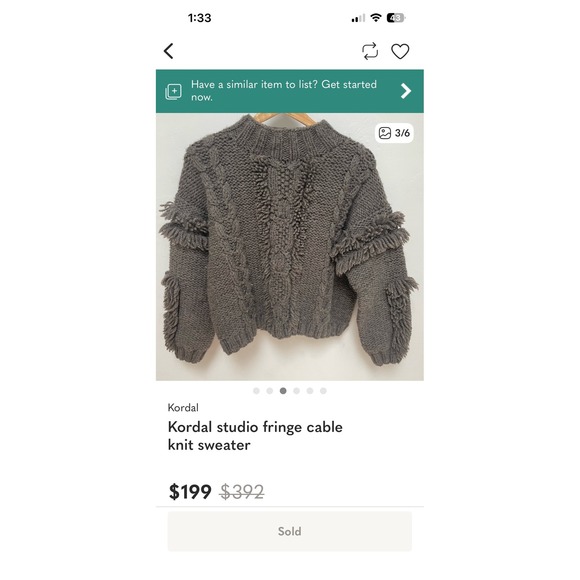 Kordal Chunky Knit Highland Wool Fringe Sweater Cream Cable Knit M NWT - Picture 16 of 16